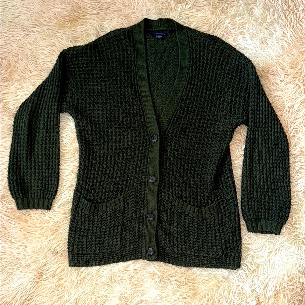 American Eagle Outfitters Oversized Olive Cardigan Sweater - M